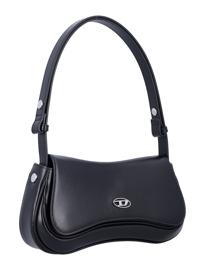 Diesel Curved Black Clutch With Adjustable Handle