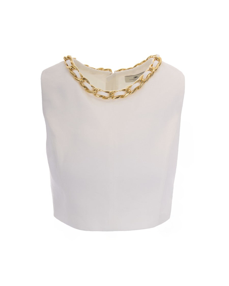 Elisabetta Franchi Ivory Jewel Top