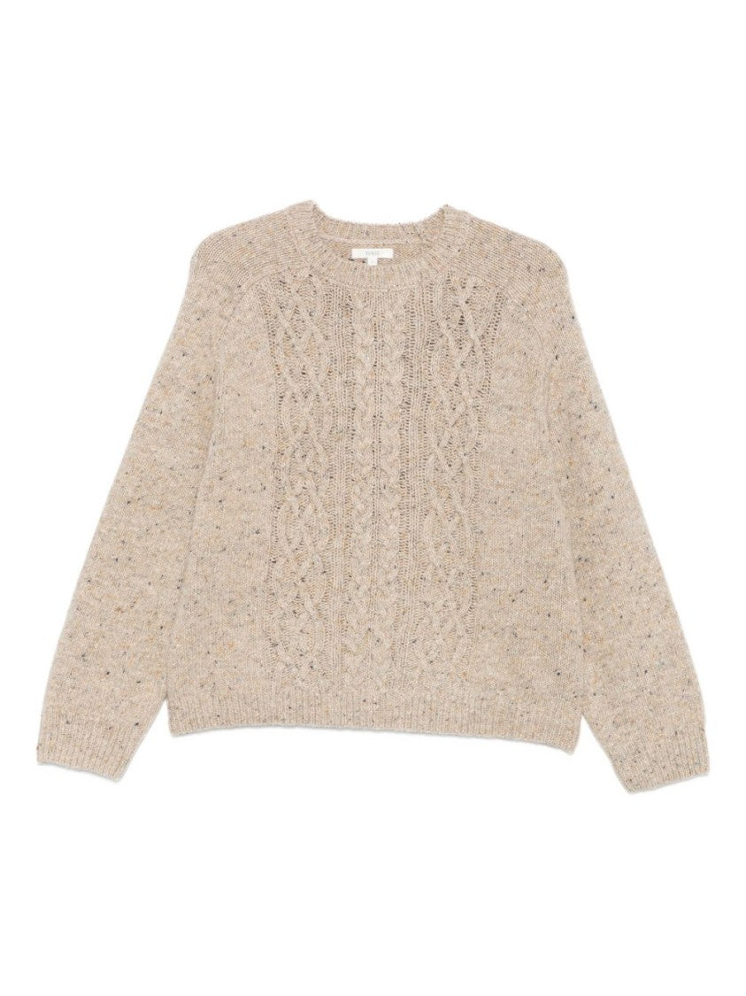Yerse Textured Cable Knit Merino Wool Blend Sweater