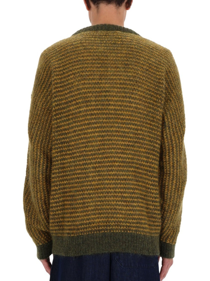 Ymc Black Palm Textured Knit Sweater