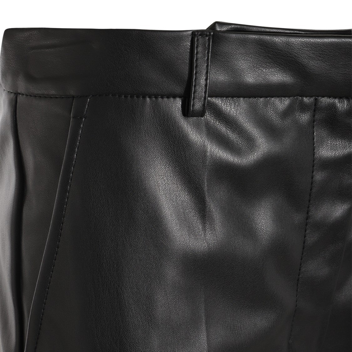 Stella Mccartney Straight Leg Black Faux Leather Trousers With Utility Pockets