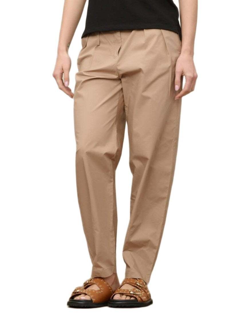 Blauer Beige Trousers With Double Pleats And Tapered Leg
