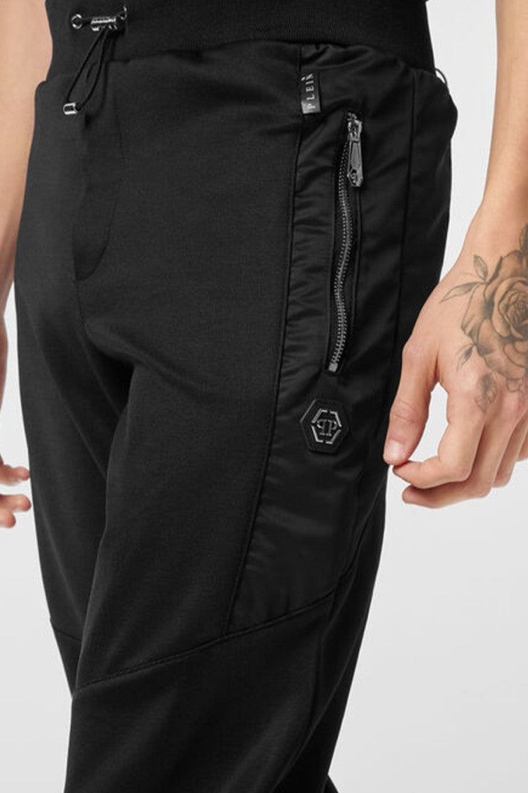 Philipp Plein Black Cotton-Polyester Biker-Style Jogger Sweatpants