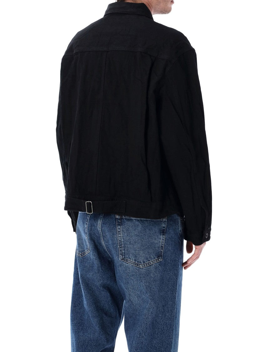 Studio Nicholson Stein Boxy Stropicciato Black Denim Jacket