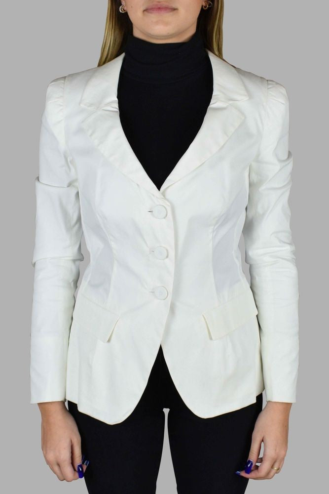Prada Tailored White Blazer With Scalloped Collar