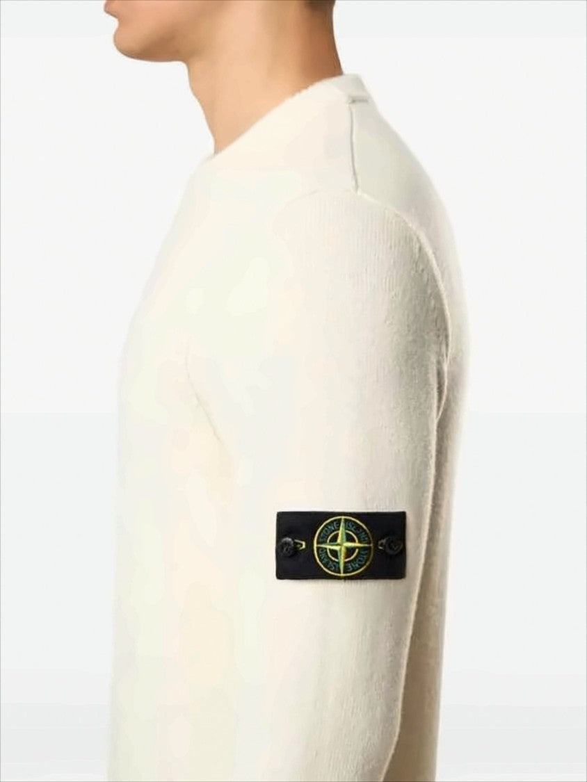 Stone Island Minimalist Wool-Polyamide Blend Sweater With Patch Logo