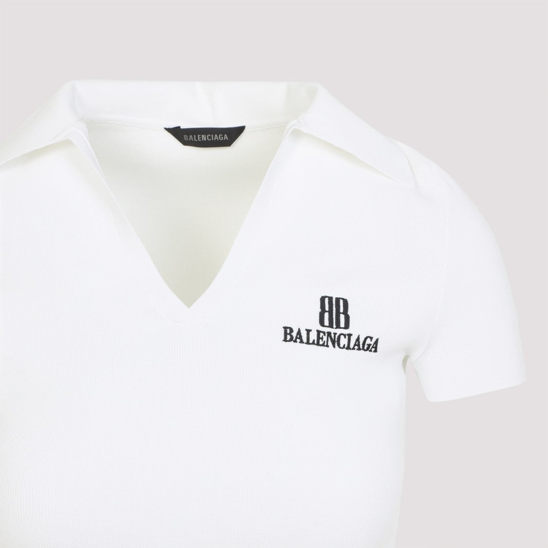 Balenciaga Fitted Viscose Blend T-Shirt With Logo Embroidery