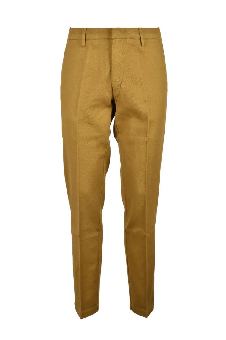 Bro Ship Brown Cotton Stretch Slim Fit Trousers With Functional Pockets