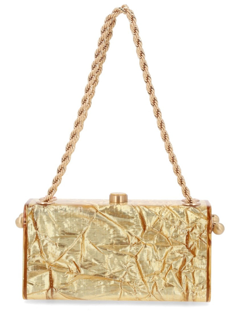 Cult Gaia Hajar Crinkled Metallic Clasp Shoulder Bag