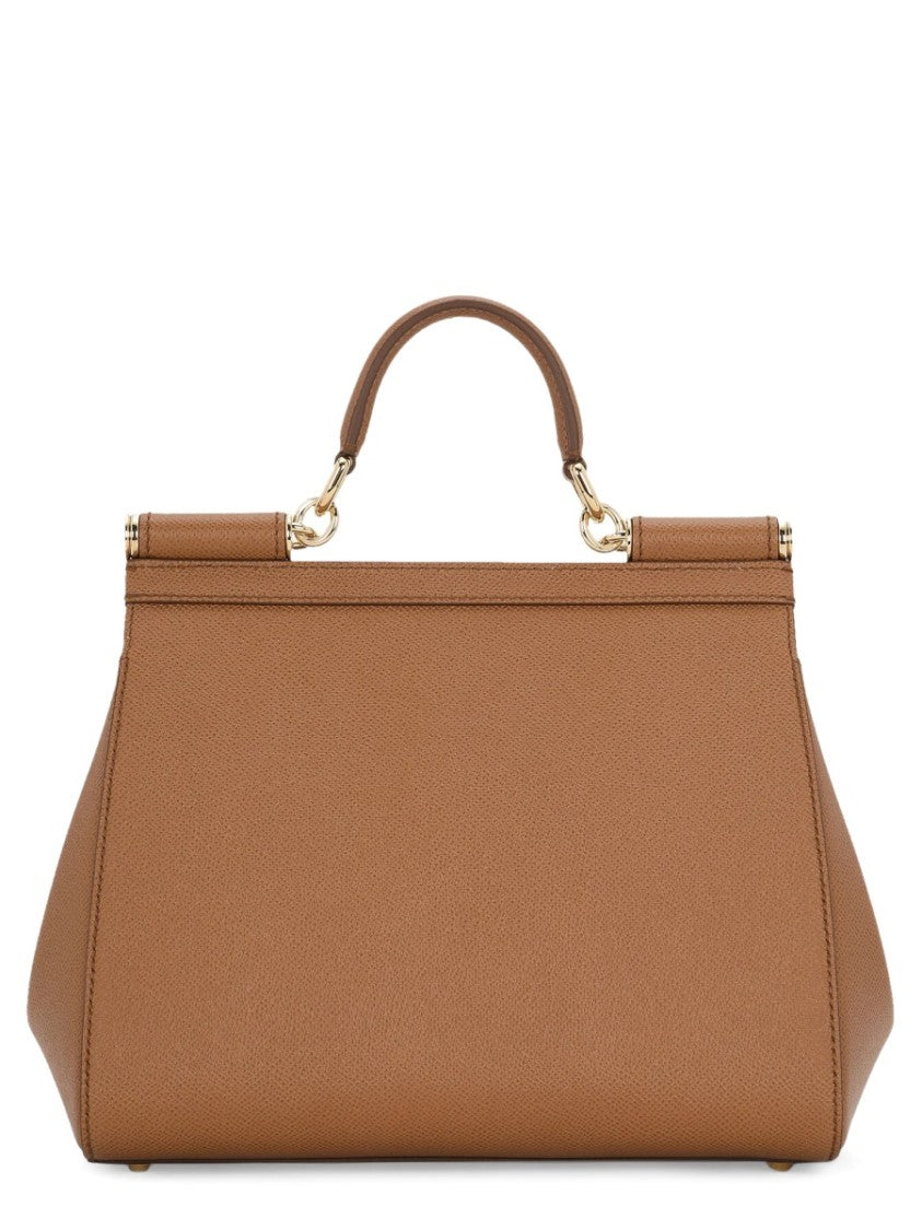 Dolce & Gabbana Structured Large Handbag With Textured Leather And Detachable Shoulder Strap