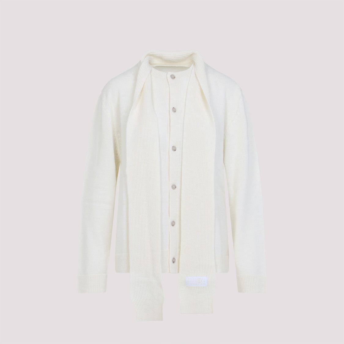 Mm6 By Maison Margiela Cardigan-Style Knit Sweater With Scarf Detail