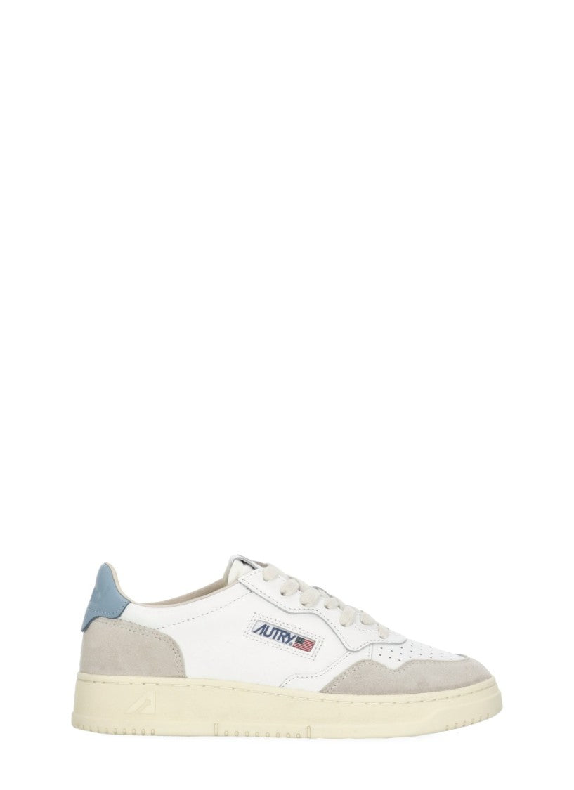 Autry White Medalist Low Leather-Blend Sneakers