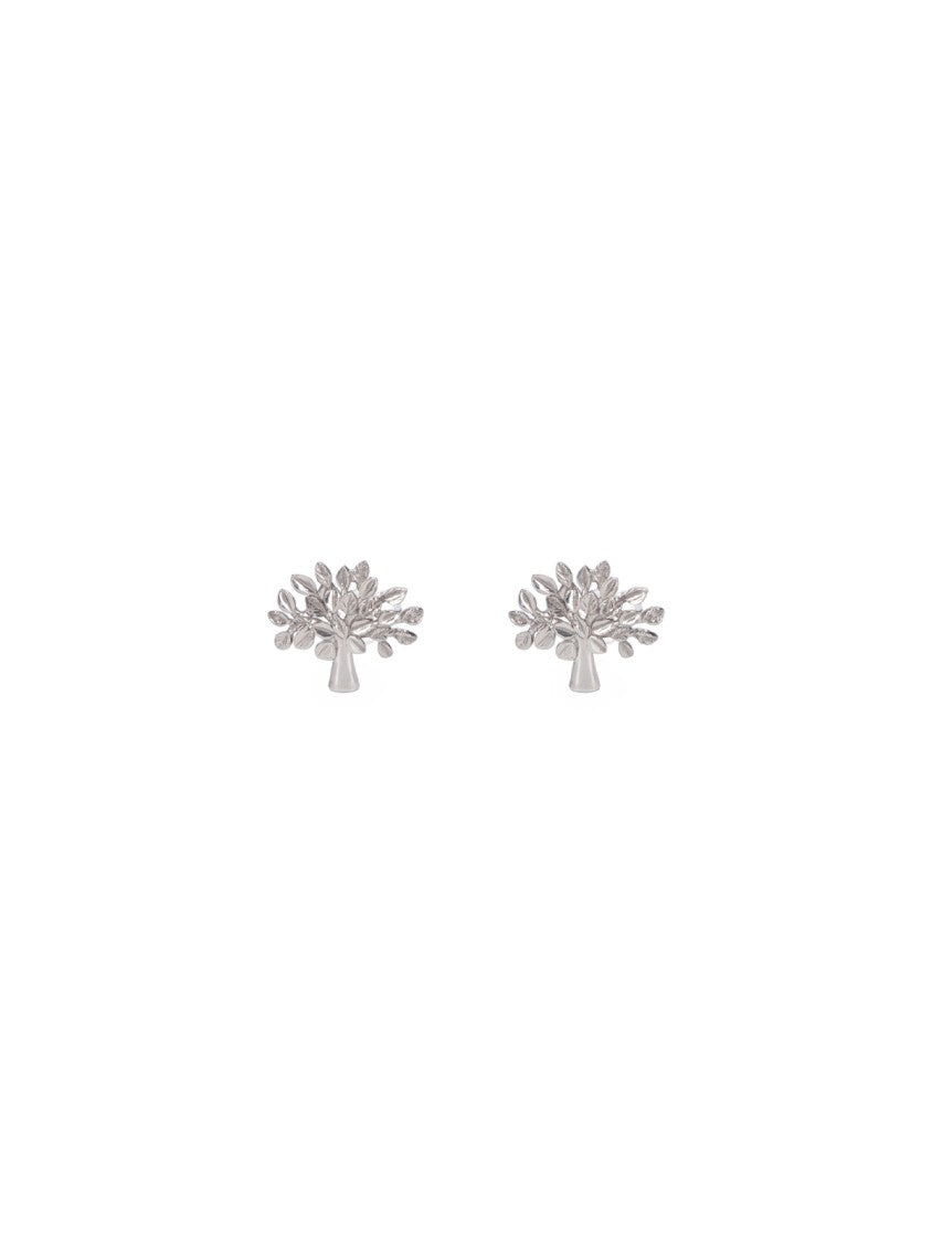 Mulberry Stylized Tree-Shaped Silver Stud Earrings