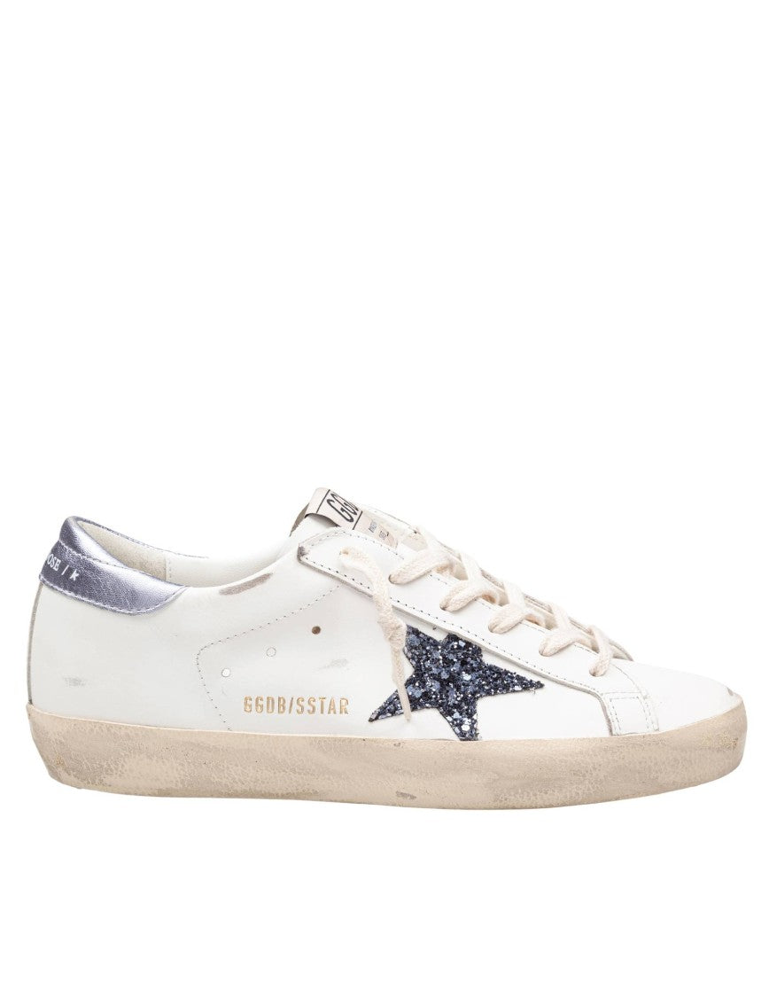 Golden Goose Super Star Leather Sneakers Blue And White