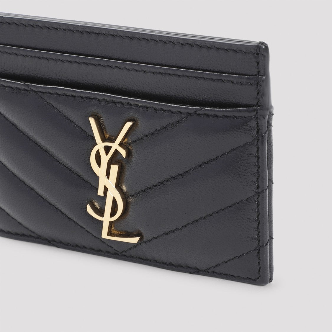 Saint Laurent Chevron-Quilted Black Calf Leather Wallet