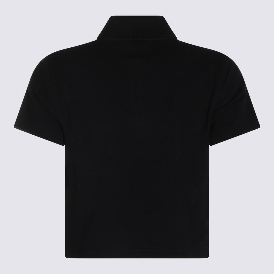 Saint Laurent Cropped Black Polo Shirt With Traditional Collar And Embroidered Logo