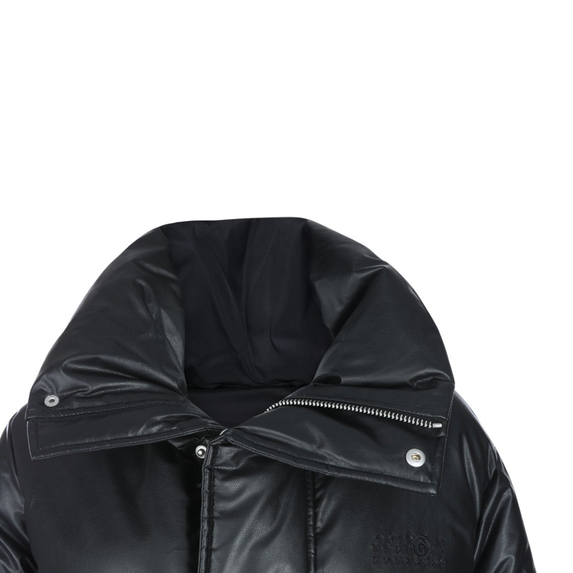 Mm6 By Maison Margiela Quilted Black Viscose Down Jacket With High Collar And Side Pockets