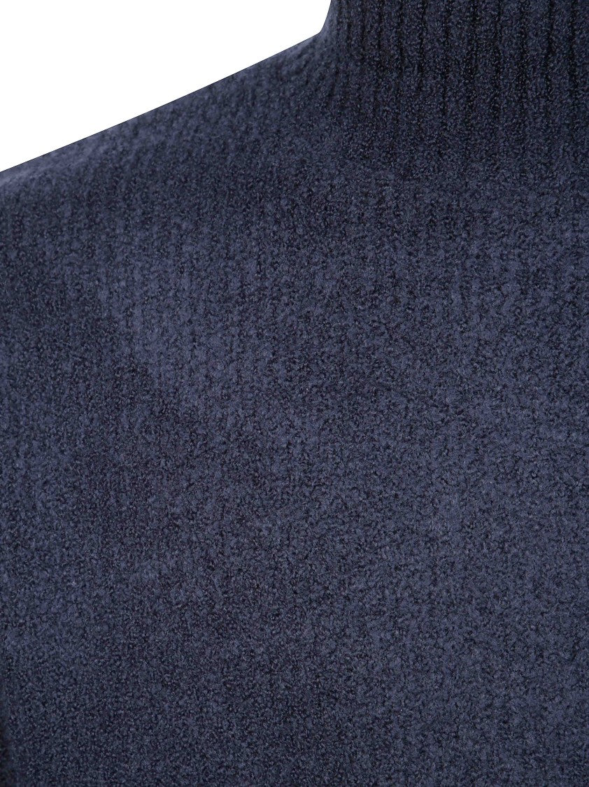 Paolo Pecora Dark Navy Blue Lupetto Turtleneck Sweater
