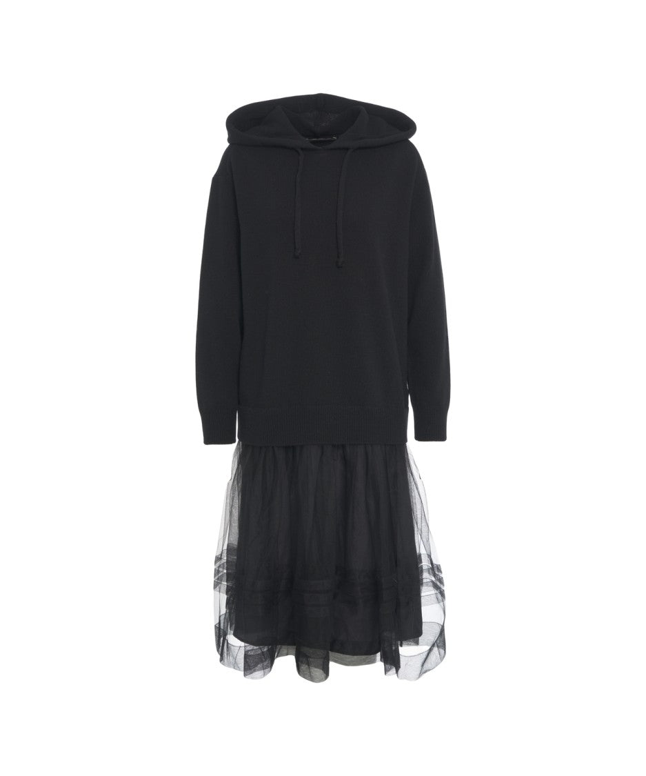 Jucca Hooded Dress With Voluminous Tulle Skirt