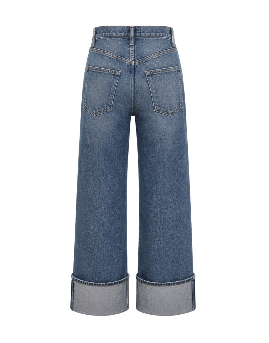 Agolde High-Rise Wide-Leg Jeans With Oversized Cuffs In Liberty Blue