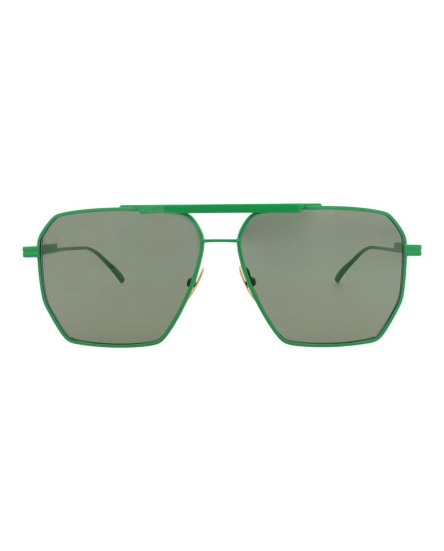 Bottega Veneta Aviator-Frame Metal Sunglasses With Geometric Design
