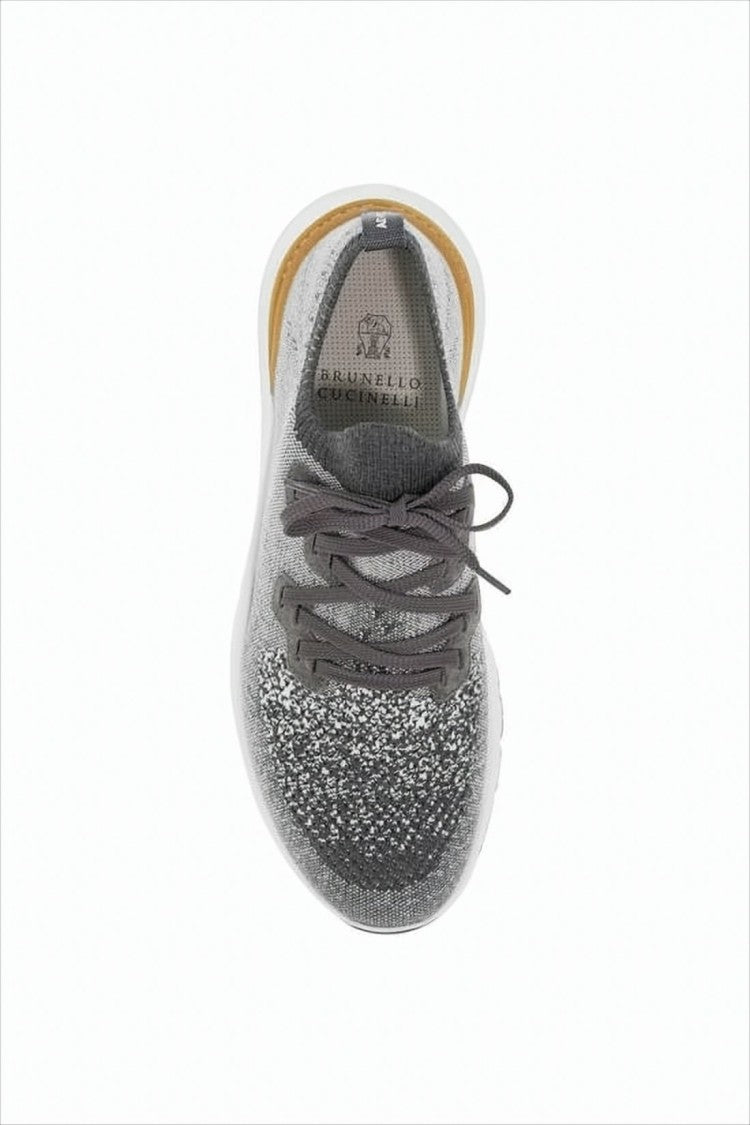 Brunello Cucinelli Gradient Knit Sneakers With Lace-Up Front