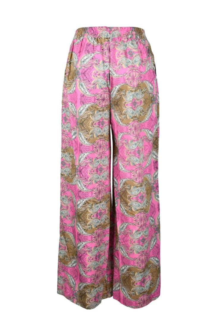Snobby Sheep Fuchsia Wide-Leg Trousers With Artistic Pattern