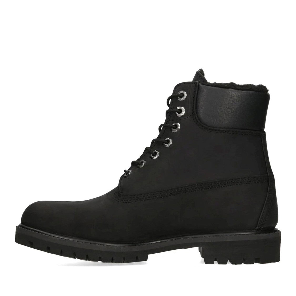 Timberland Black Leather Padded Collar Boots