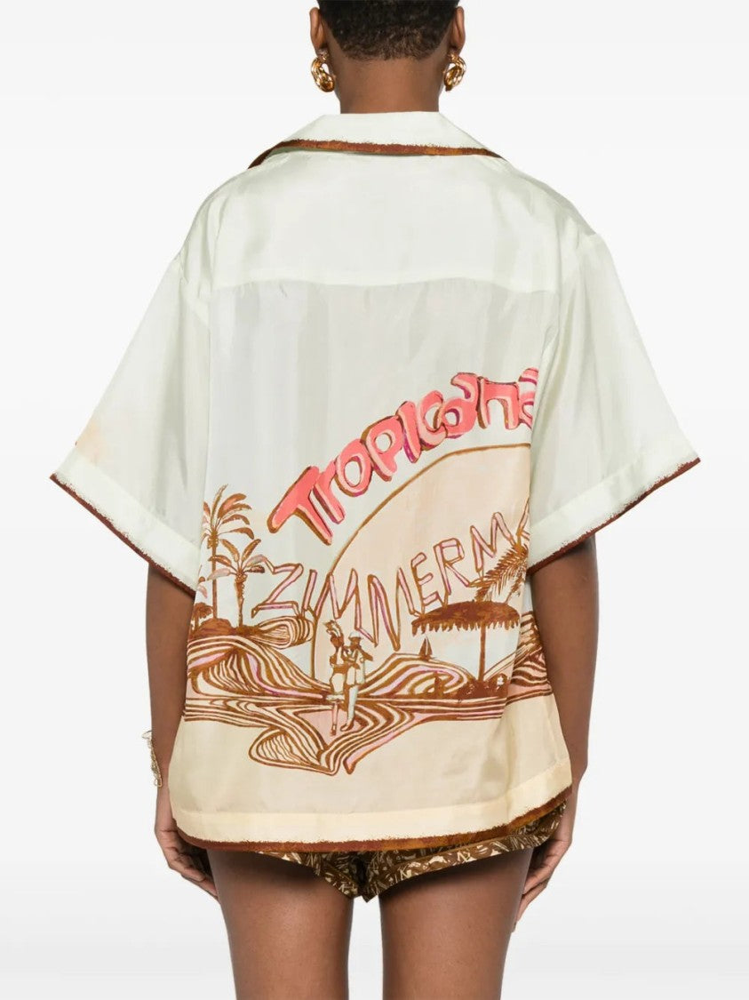 Zimmermann Tropical Print Silk Shirt