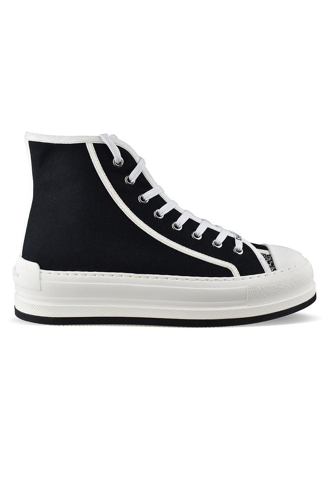 Dior Black Technical Fabric High-Top Sneakers With White Trim