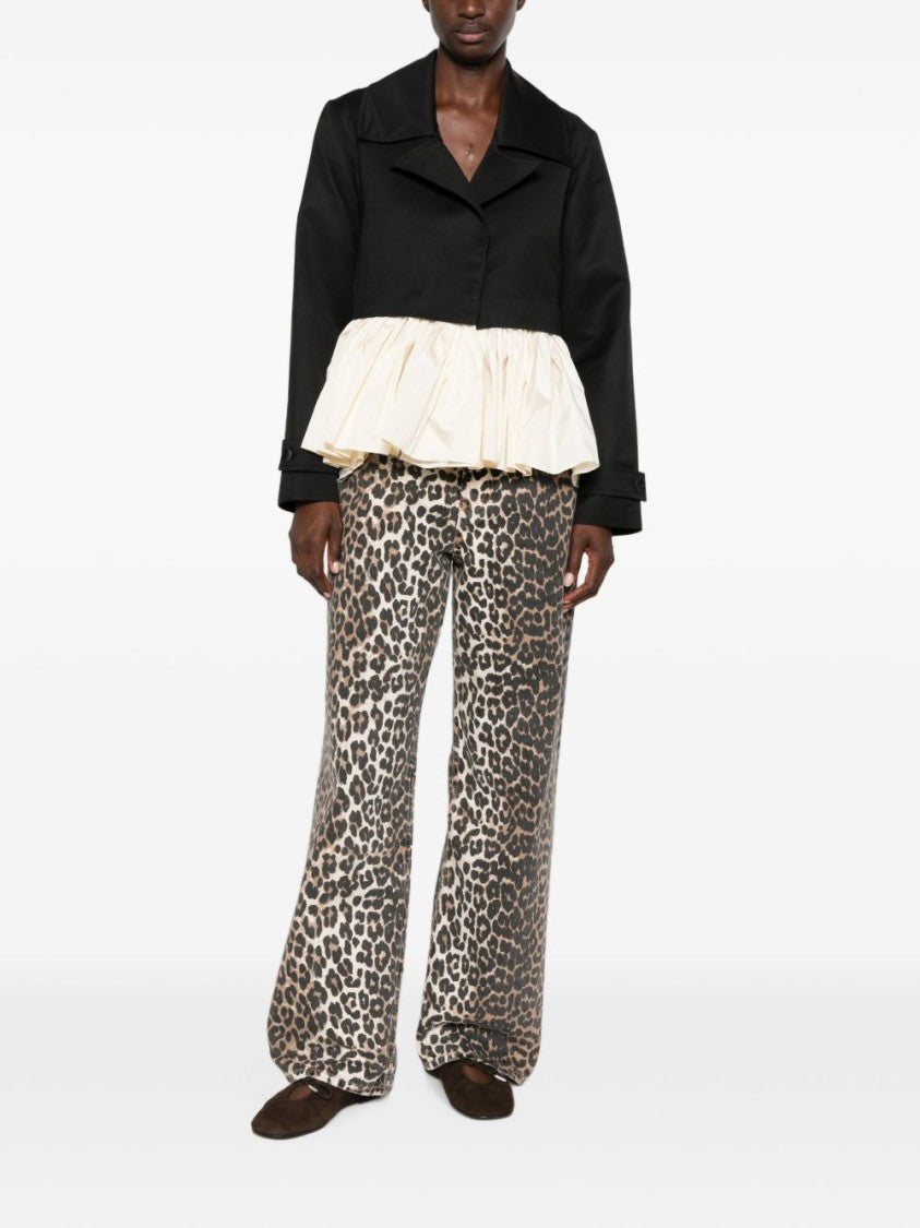 Ganni Multicolor Wide-Leg Leopard Print Jeans