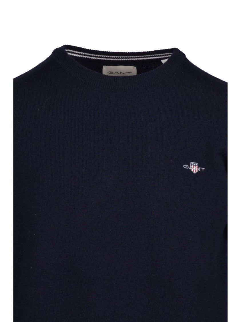 Gant Multicolor Wool Crewneck Sweater With Ribbed Details