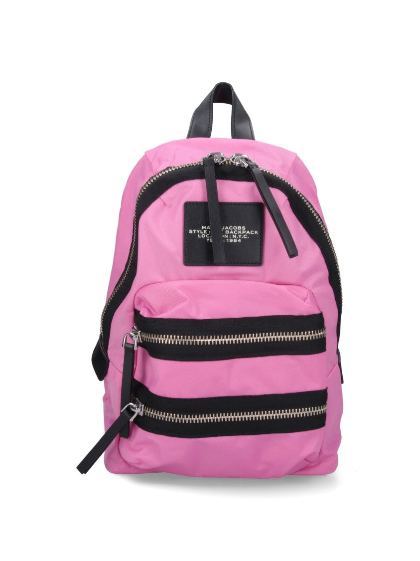 Marc Jacobs Medium Pink Nylon Backpack With Leather Accents