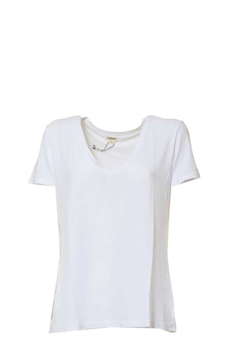 L'agence White Daija V-Neck T-Shirt