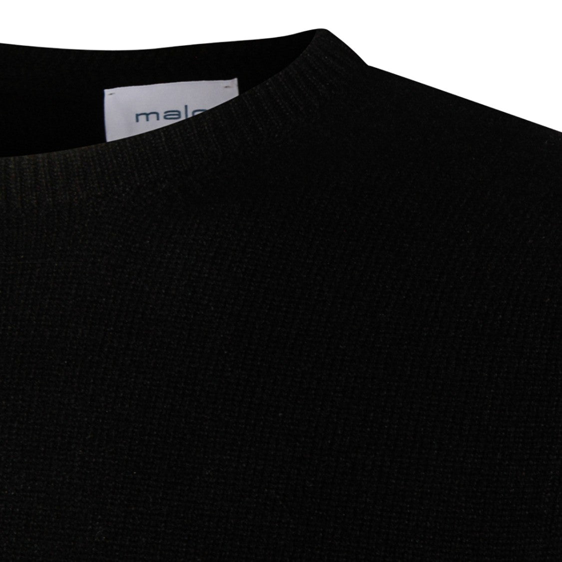 Malo Black Ribbed Crewneck Cashmere Sweater