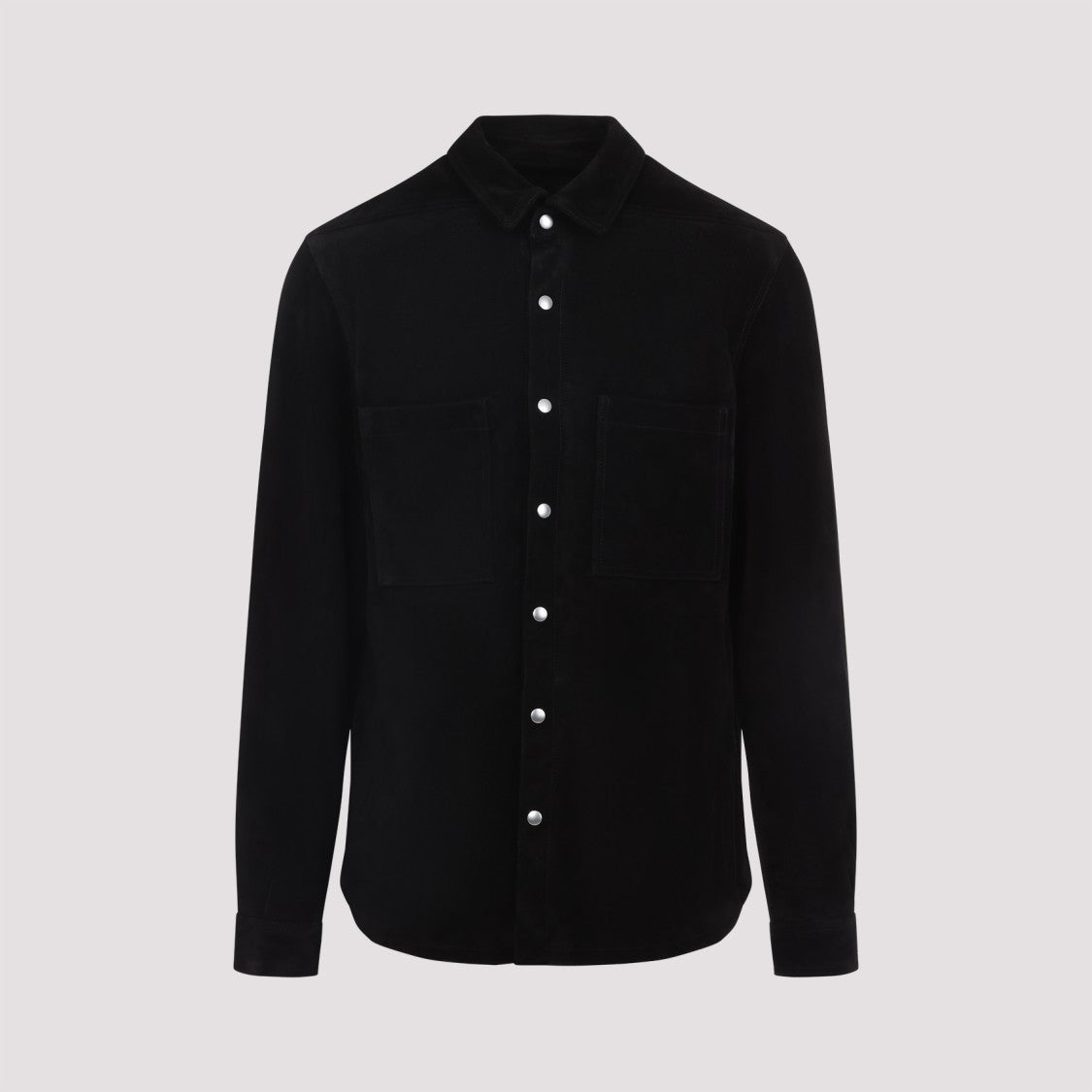 Rick Owens Black Suede Leather Outer Shirt