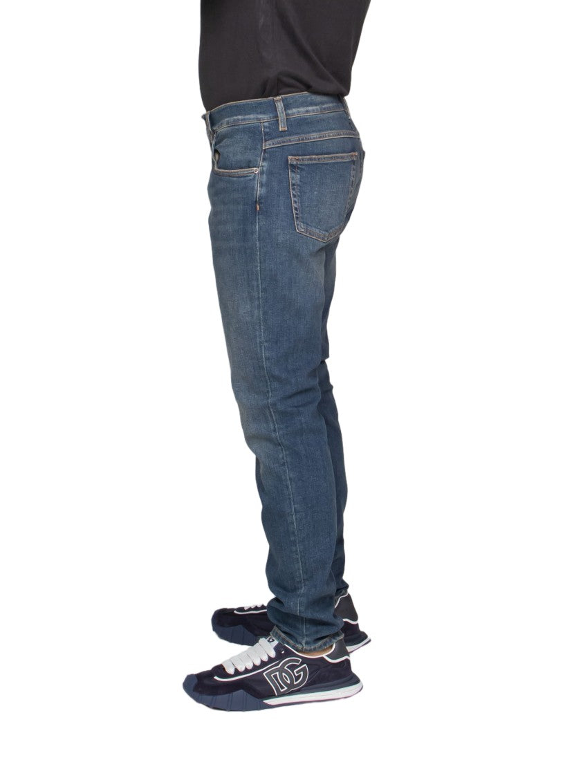 Dolce & Gabbana Classic Straight-Fit Jeans With Medium Blue Wash And Whiskering