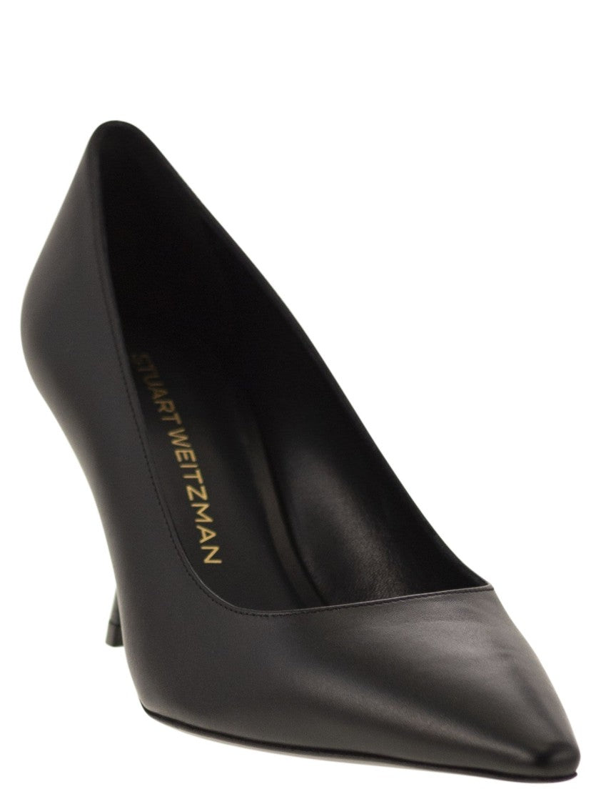 Stuart Weitzman Pointed-Toe Leather Décolleté With Retro Heel