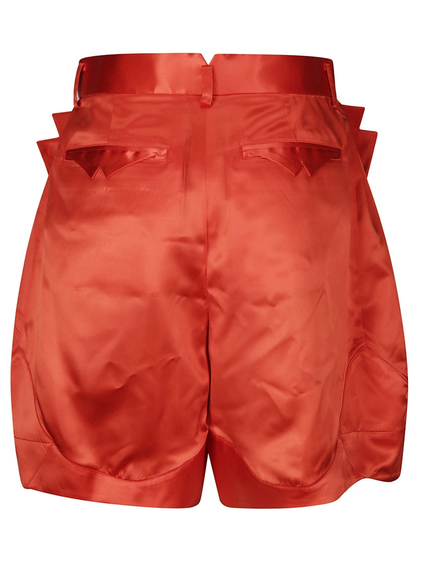 Comme Des Garçons Shiny Acetate Shorts With Unique Pocket Design