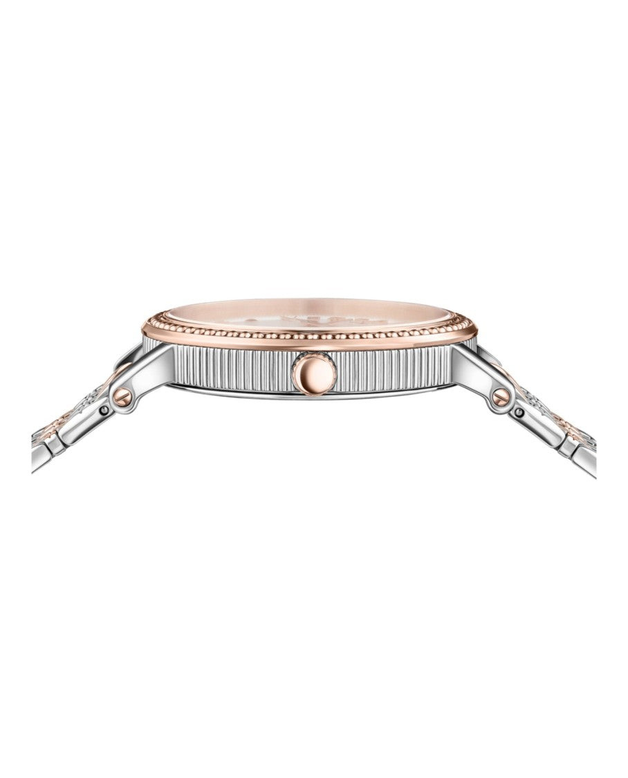 Versace Two-Tone Bracelet Watch With Silver Guilloche Dial