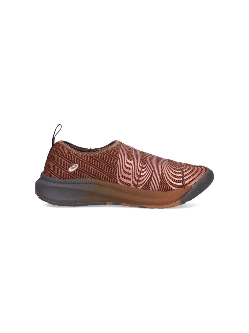 Asics Brown Swirling Pattern Slip-On Sneakers