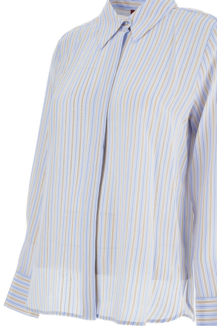 Max Mara Light Blue Striped Silk Shirt