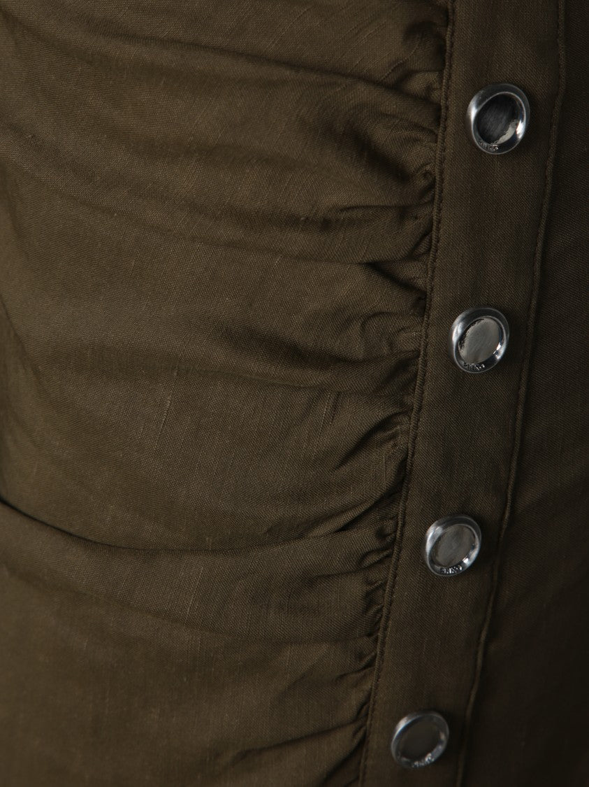 Pinko Fitted Green Dress With Ruched Detailing