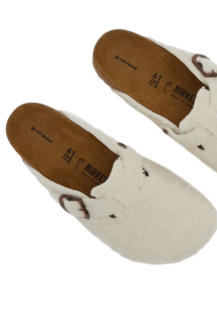 Birkenstock White Boston Wool Strap Clog