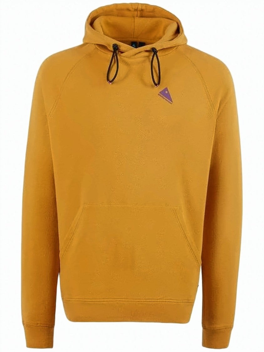 Klattermusen Mustard Yellow Hoodie With Graphic Print And Drawstring Feature