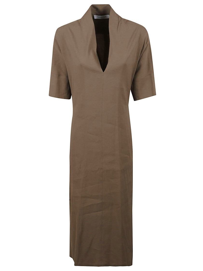 Fabiana Filippi Midi Dress With Deep V-Neckline