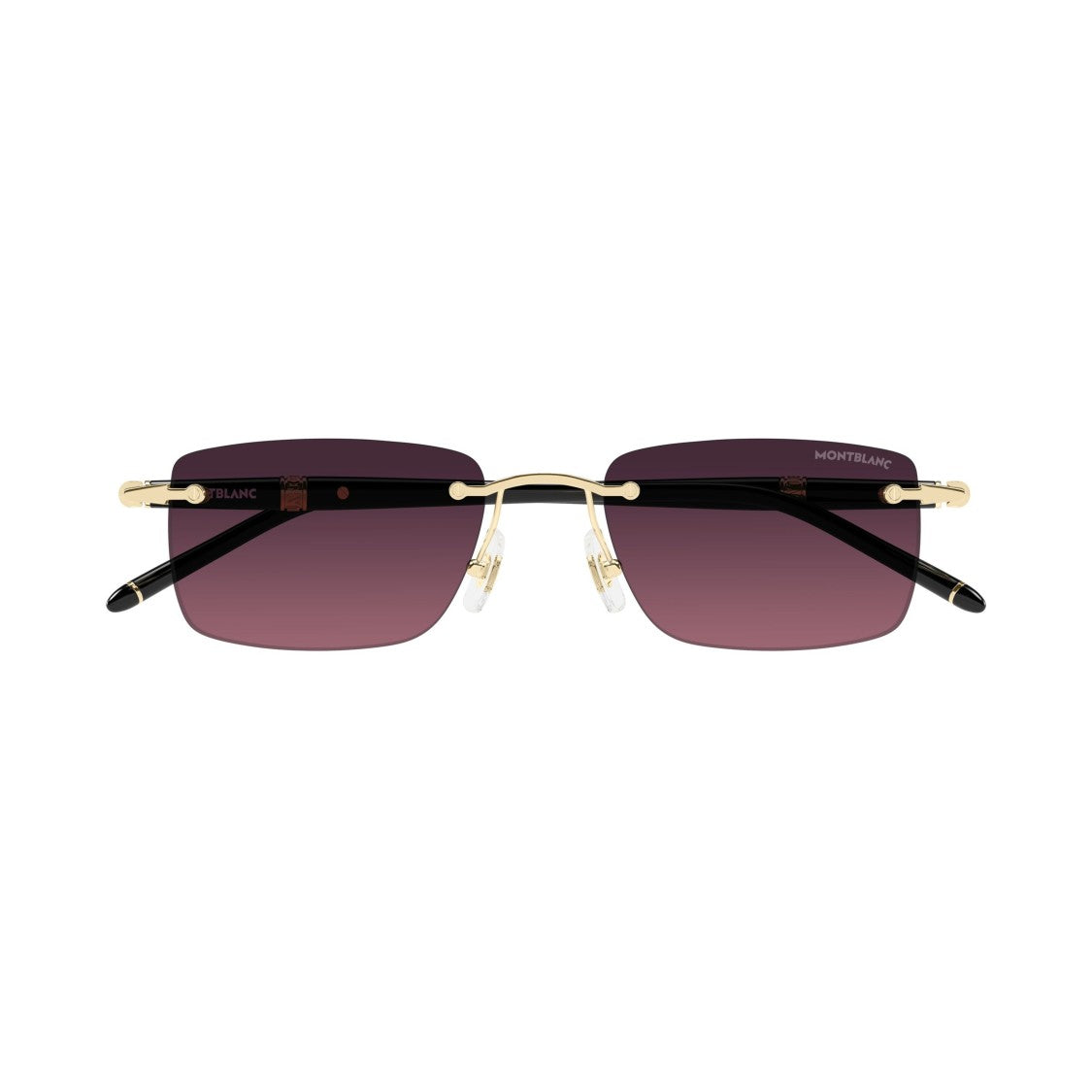 Montblanc Rectangular Rimless Sunglasses With Gradient Purple Lenses