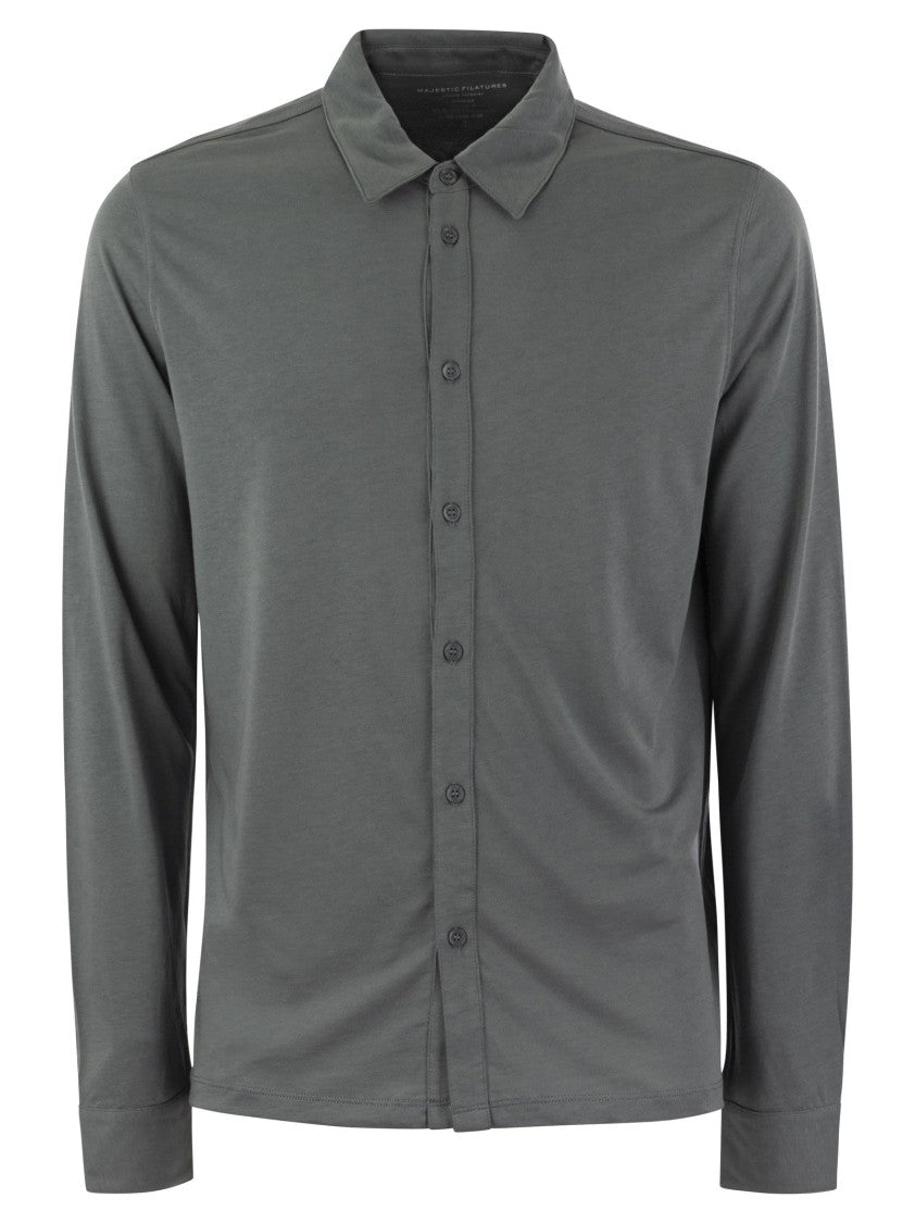 Majestic Long-Sleeved Shirt In Lyocell And Cotton