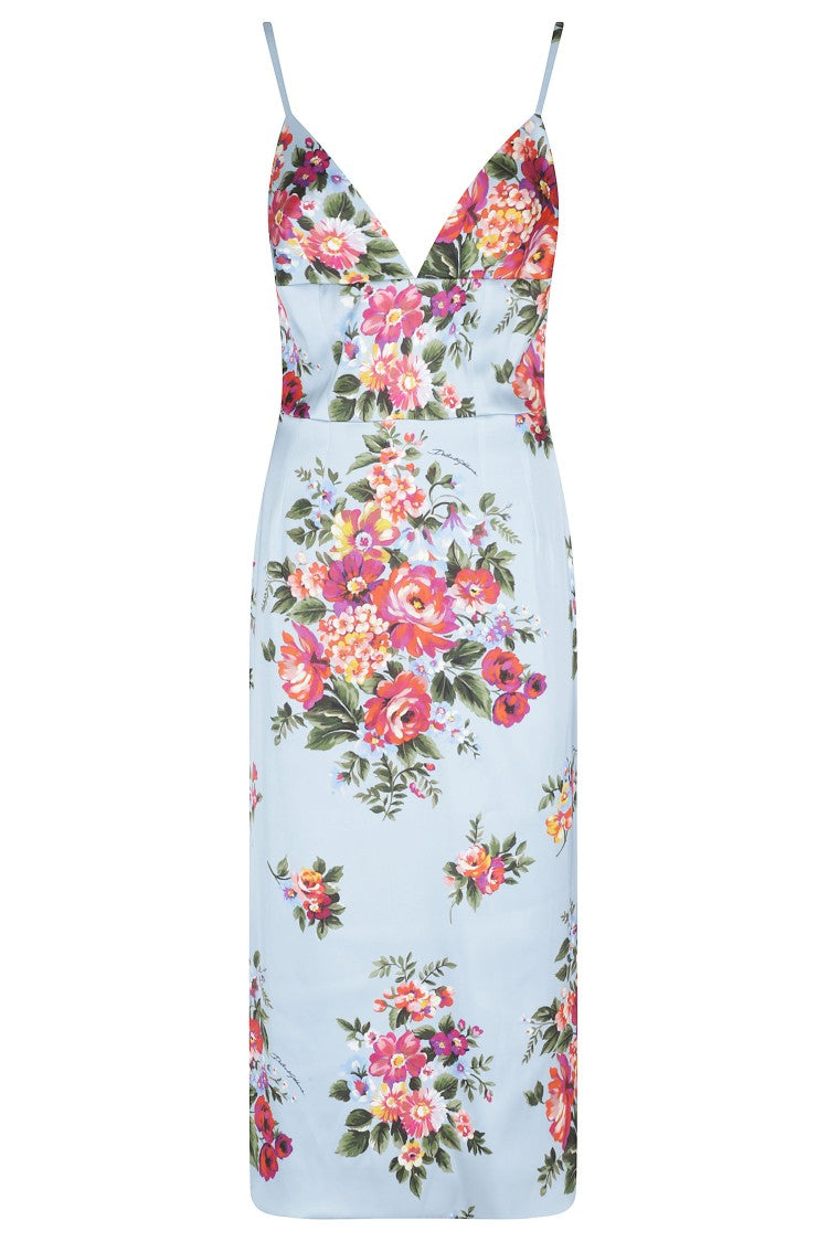 Dolce & Gabbana Celeste Floral Printed Viscose-Blend Midi Dress