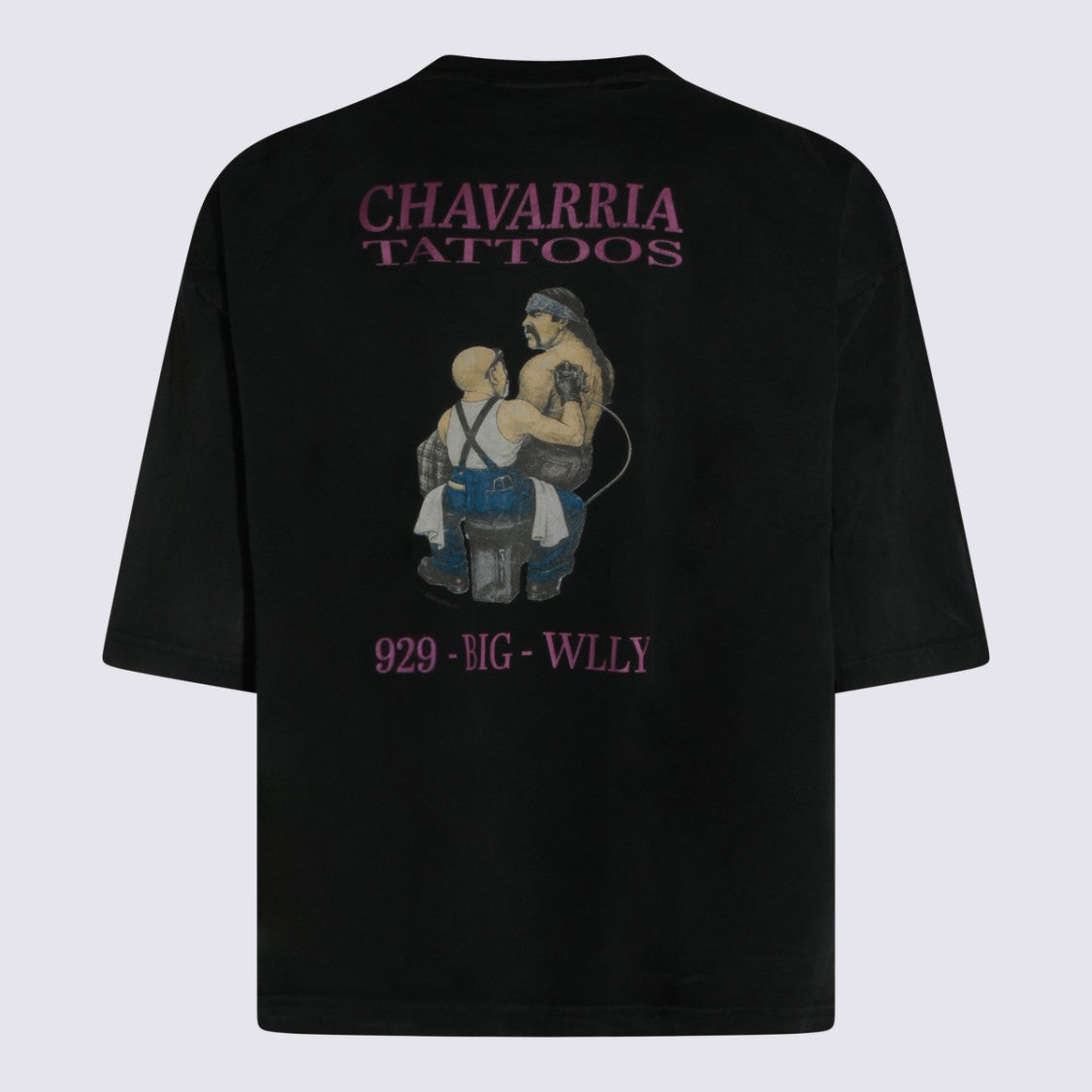 Willy Chavarria Oversized Black Graphic T-Shirt With Artistic Print